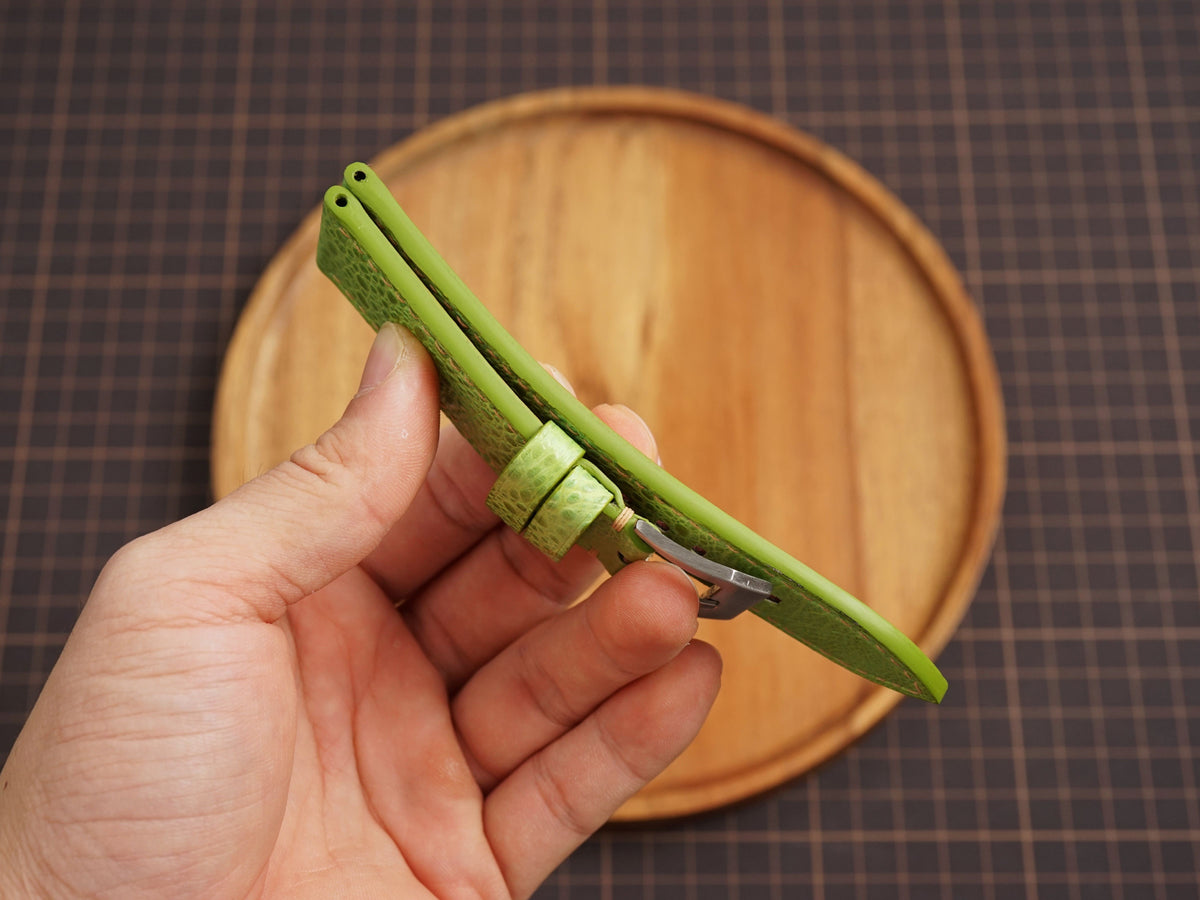 Bespoke Lime Green Toad Leather Watch Strap for Panerai 20/22/24/26/27mm, Flat and Padded Style