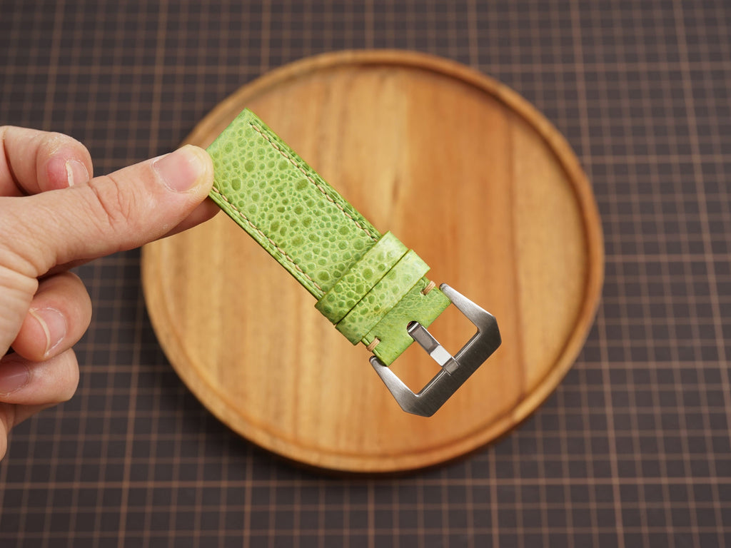 Bespoke Lime Green Toad Leather Watch Strap for Panerai 20/22/24/26/27mm, Flat and Padded Style