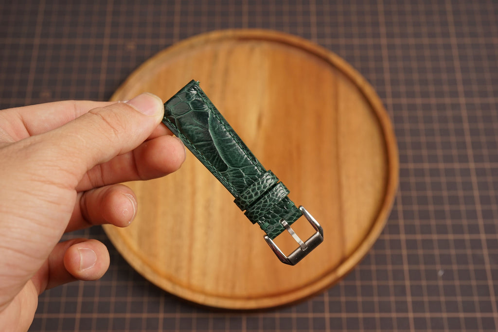 Bespoke Forest Green Ostrich Leather Watch Strap