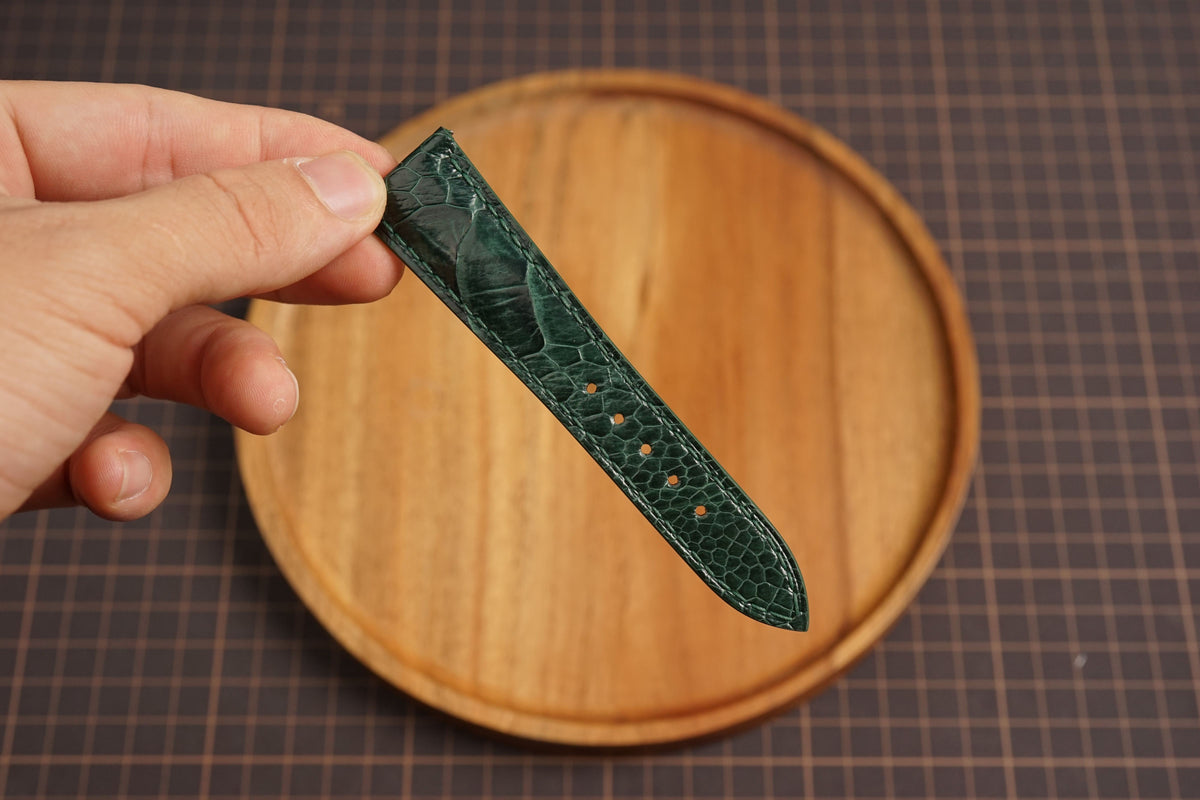 Bespoke Forest Green Ostrich Leather Watch Strap