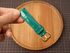 Bespoke Glossy Dark Green Alligator Leather Watch Strap, Dress Watch Strap