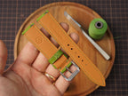 Bespoke Lime Green Glossy Alligator Leather Watch Strap, Dress Watch Band