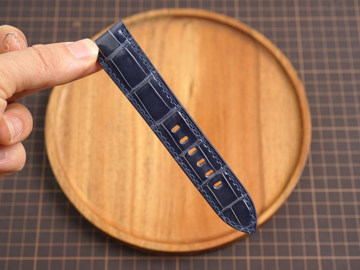 Bespoke Glossy Navy Alligator Leather Watch Strap for Panerai 20/22/24/26/27mm