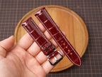 Bespoke Oxblood Burgundy Alligator Leather Watch Strap, Dress Watch Band