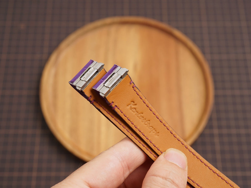 Bespoke Glossy Purple Alligator Leather Watch Strap for Cartier Santos, Roadster