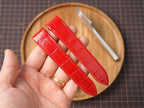 Bespoke Red Glossy Alligator Leather Watch Strap for Cartier Santos, Roadster, Dumont