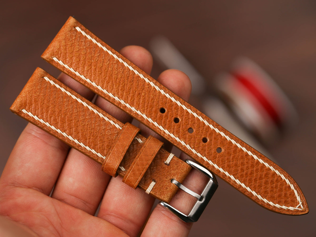 Bespoke Golden Brown Leather Watch Strap, Dress Watch Strap