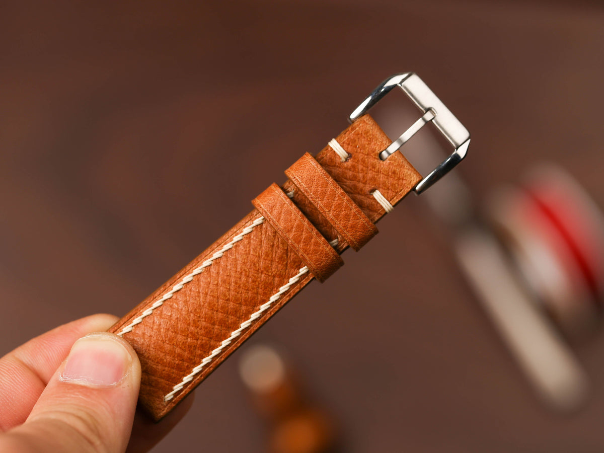 Bespoke Golden Brown Leather Watch Strap, Dress Watch Strap