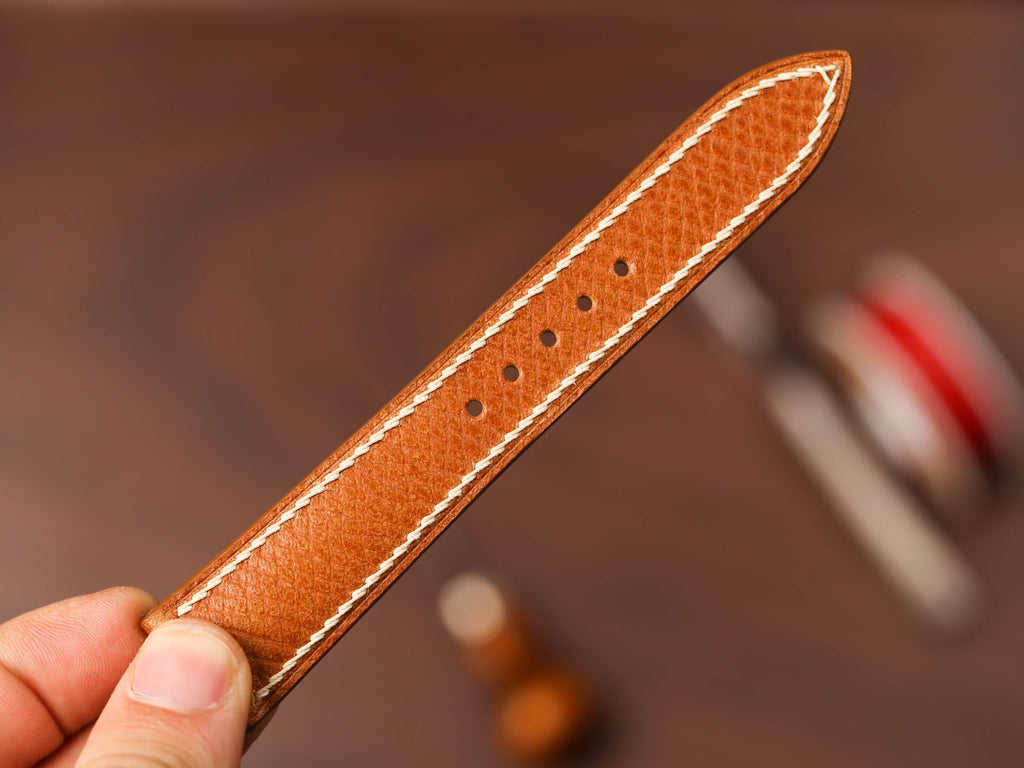 Bespoke Golden Brown Leather Watch Strap, Dress Watch Strap