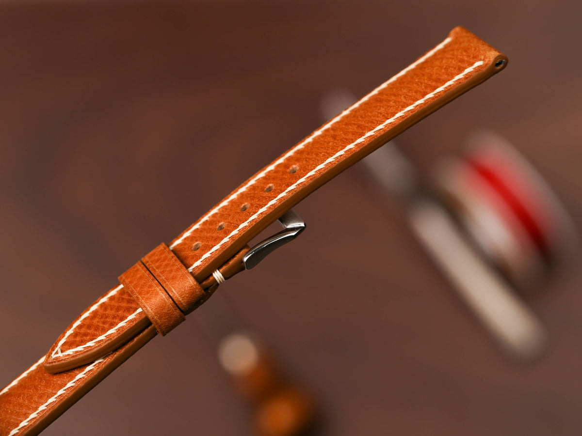 Bespoke Golden Brown Leather Watch Strap, Dress Watch Strap