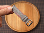 Bespoke Gray Chicken Leg Leather Watch Strap with Twist Red Stitching, Dress Watch Band