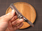 Bespoke Gray Chicken Leg Leather Watch Strap with Twist Red Stitching, Dress Watch Band