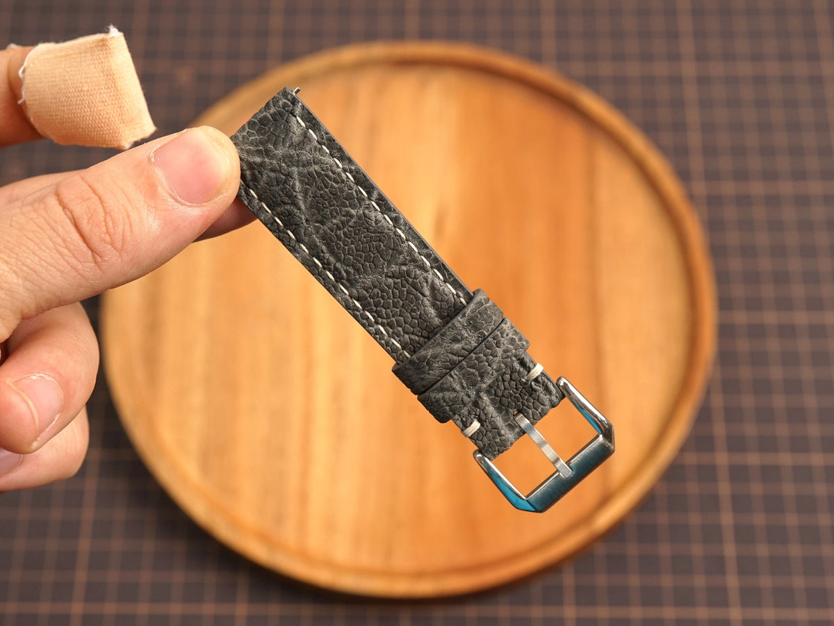 Bespoke Gray Nubuck Exotic Leather Watch Strap, Dress Watch Band