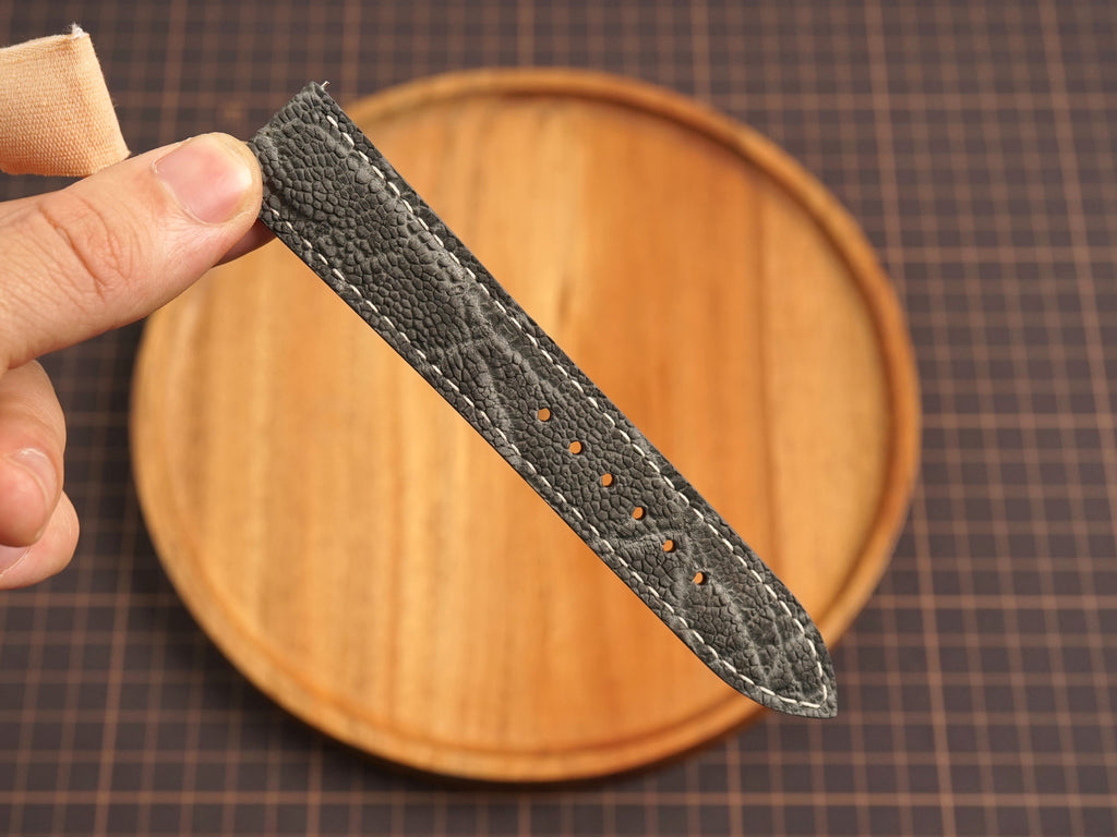 Bespoke Gray Nubuck Exotic Leather Watch Strap, Dress Watch Band