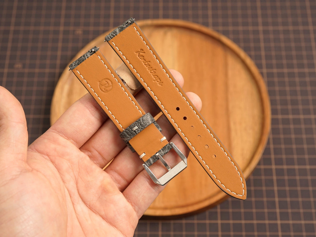 Bespoke Gray Nubuck Exotic Leather Watch Strap, Dress Watch Band