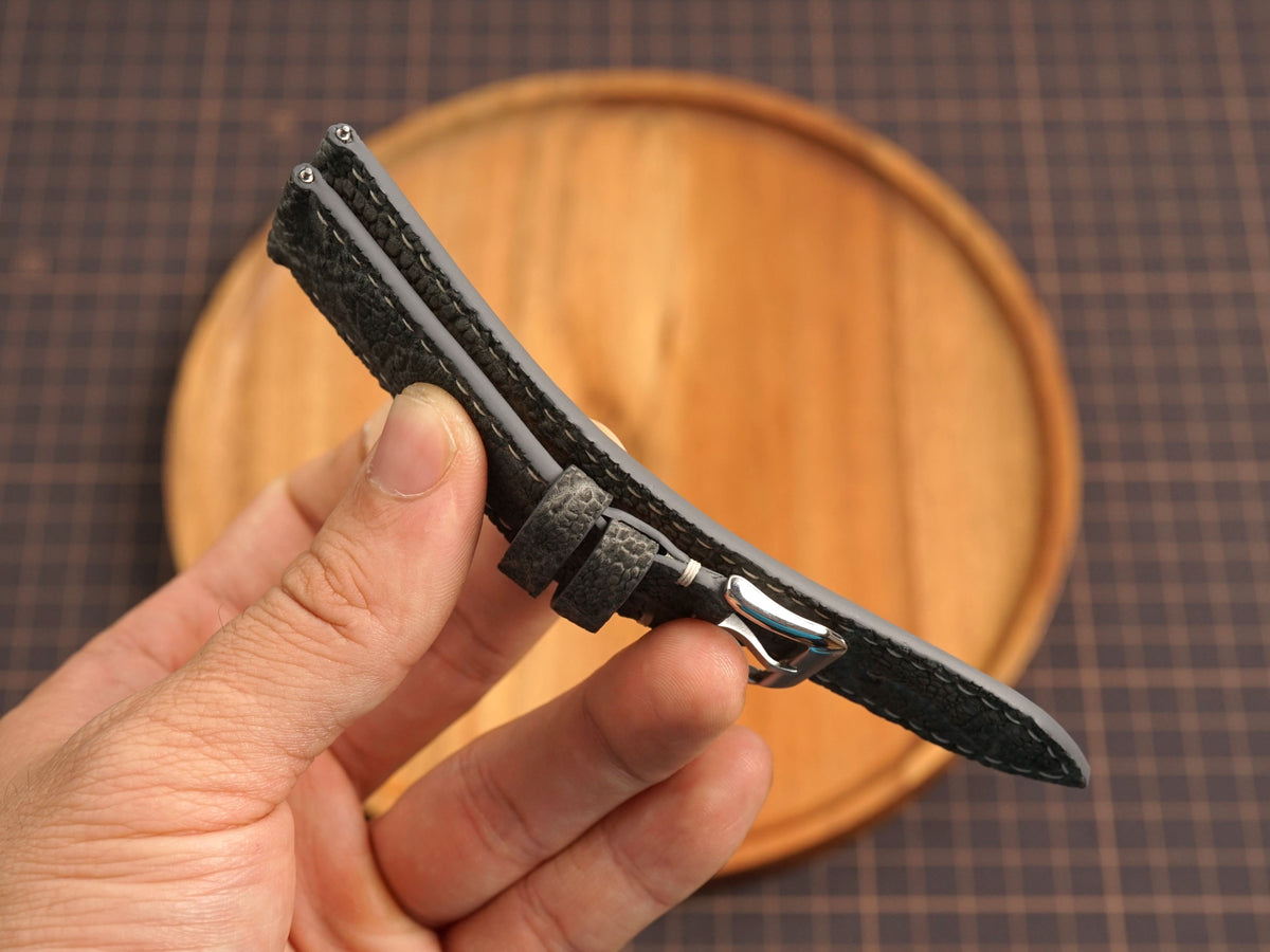 Bespoke Gray Nubuck Exotic Leather Watch Strap, Dress Watch Band