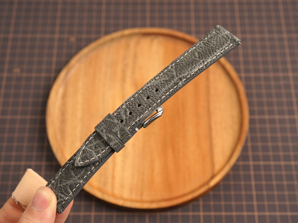 Bespoke Gray Nubuck Exotic Leather Watch Strap, Dress Watch Band
