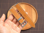 Bespoke Gray Ostrich Leather Watch Strap with Blue Stitching, Dress Watch Band