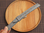 Bespoke Gray Ostrich Leather Watch Strap with Blue Stitching, Dress Watch Band