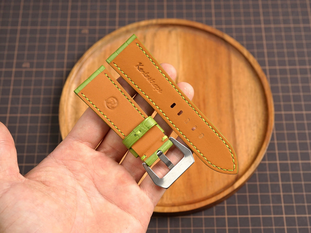 Bespoke Lime Green Alligator Leather Watch Strap for Panerai 20/22/24/26/27mm