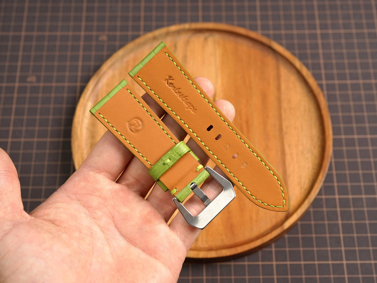 Bespoke Lime Green Alligator Leather Watch Strap for Panerai 20/22/24/26/27mm