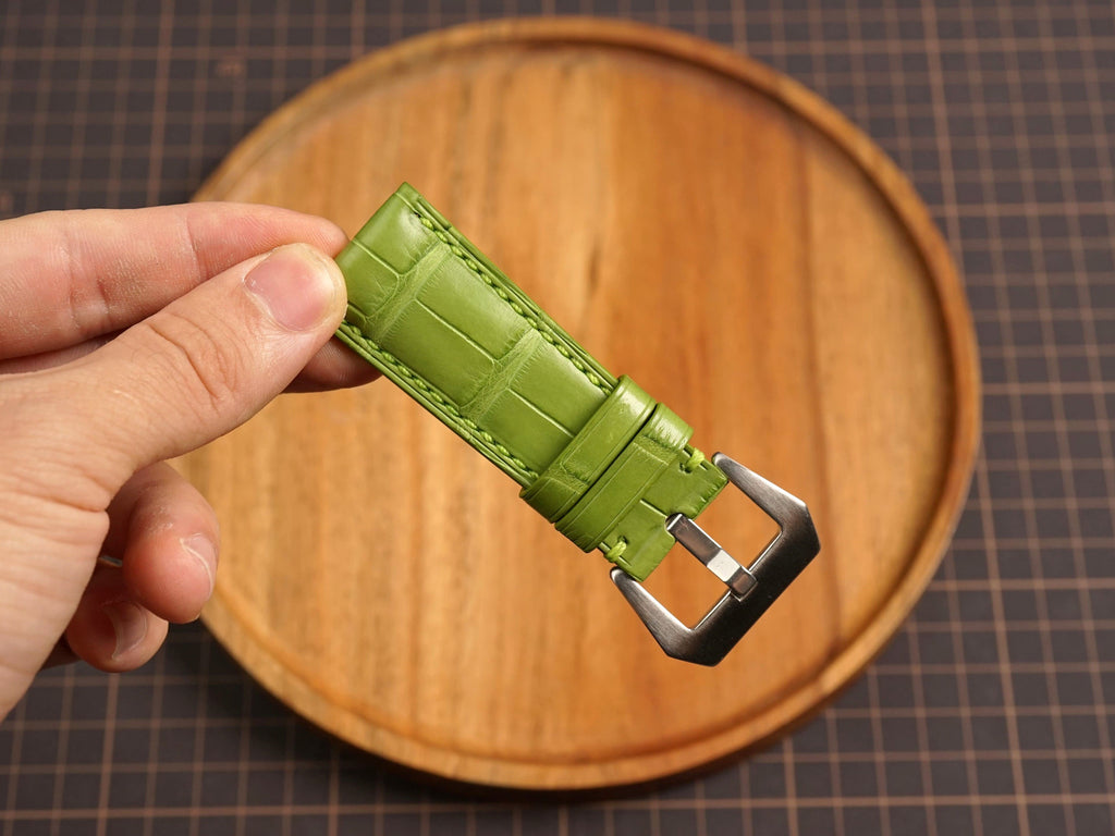 Bespoke Lime Green Alligator Leather Watch Strap for Panerai 20/22/24/26/27mm
