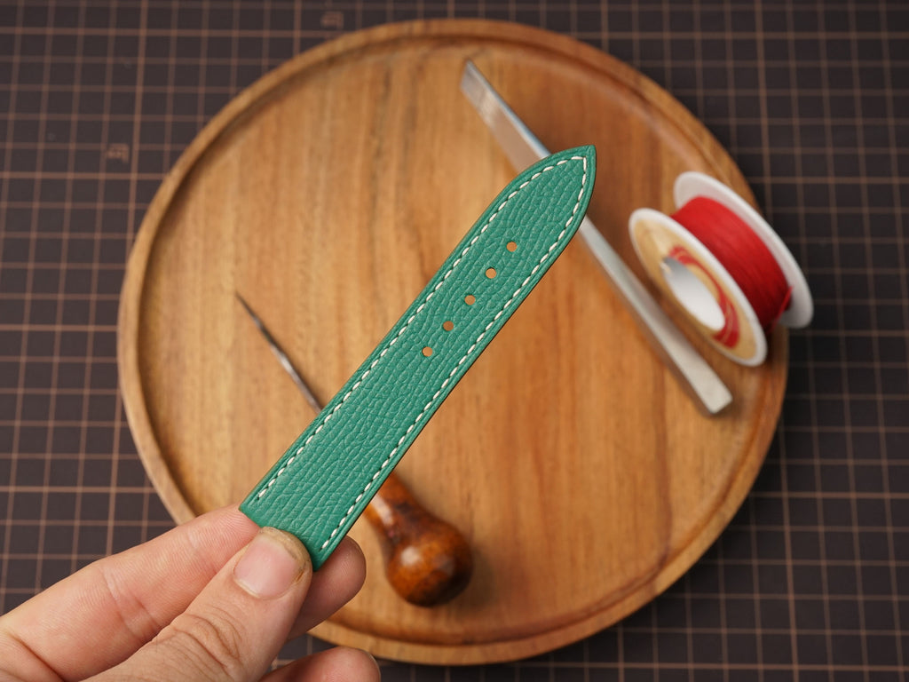 Bespoke Green Epsom Leather Watch Strap for Omega with Deployant Clasp