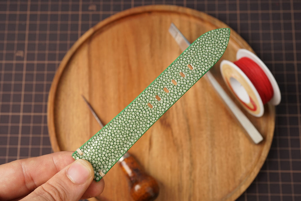 Bespoke Olive Green No Pearl Stingray Leather Watch Strap for Panerai 20/22/24/26/27mm