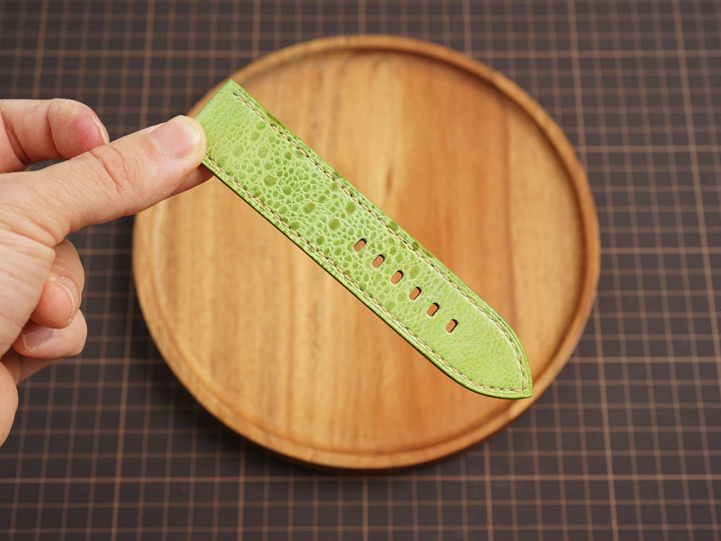 Bespoke Lime Green Toad Leather Watch Strap for Panerai 20/22/24/26/27mm, Flat and Padded Style