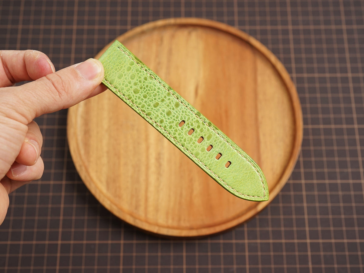 Bespoke Lime Green Toad Leather Watch Strap for Panerai 20/22/24/26/27mm, Flat and Padded Style