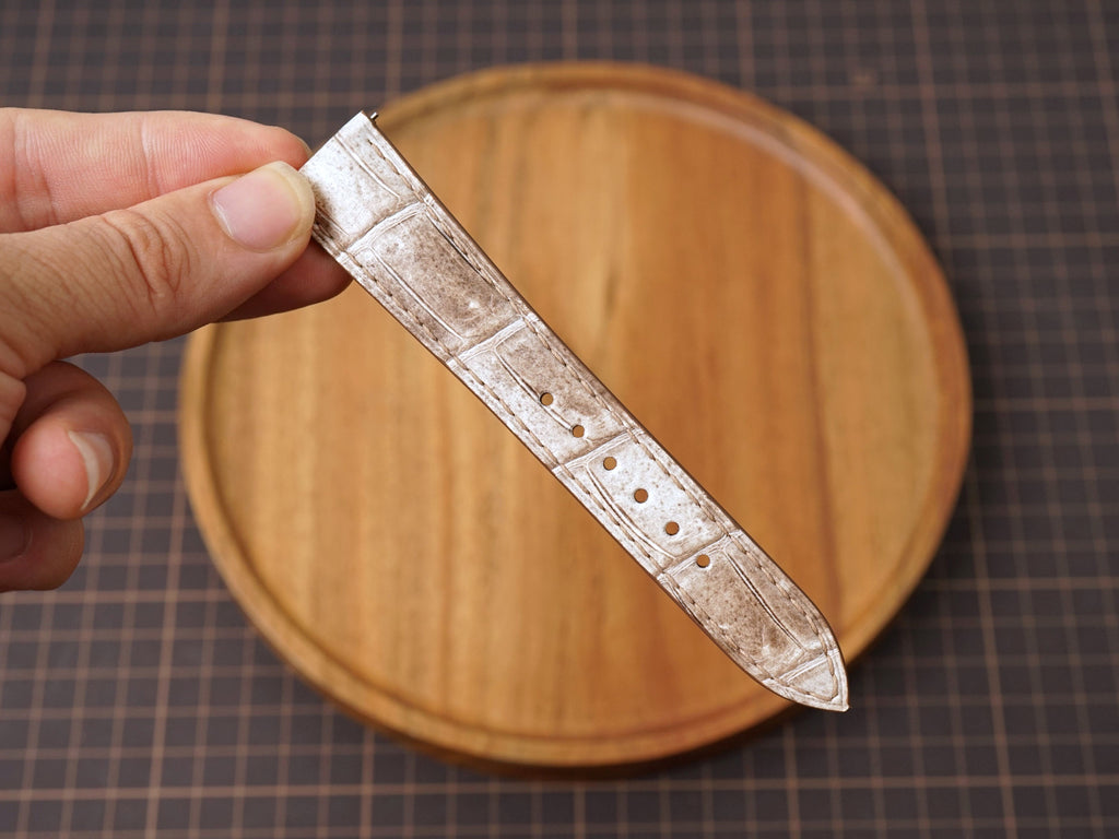 Bespoke Himalayan White Alligator Leather Watch Strap, Dress Watch Strap