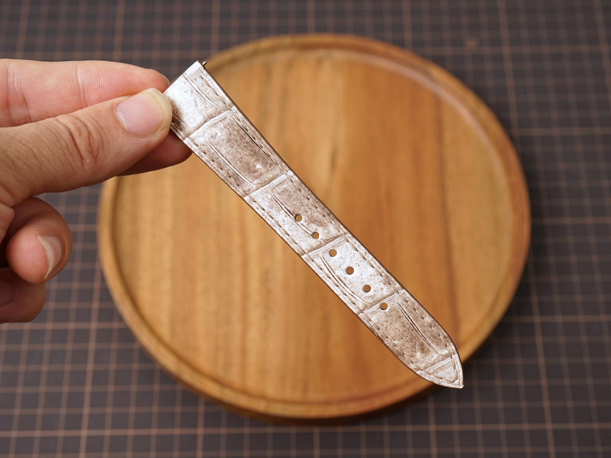 Bespoke Himalayan White Alligator Leather Watch Strap, Dress Watch Strap