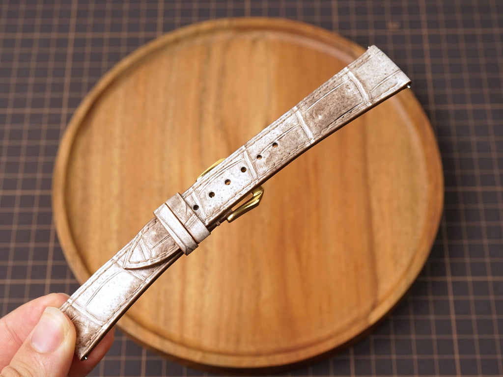 Bespoke Himalayan White Alligator Leather Watch Strap, Dress Watch Strap