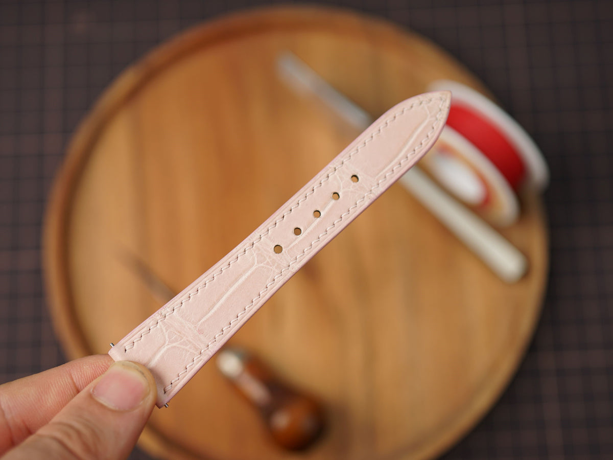 Bespoke Light Pink Alligator Leather Watch Strap, Dress Watch Band