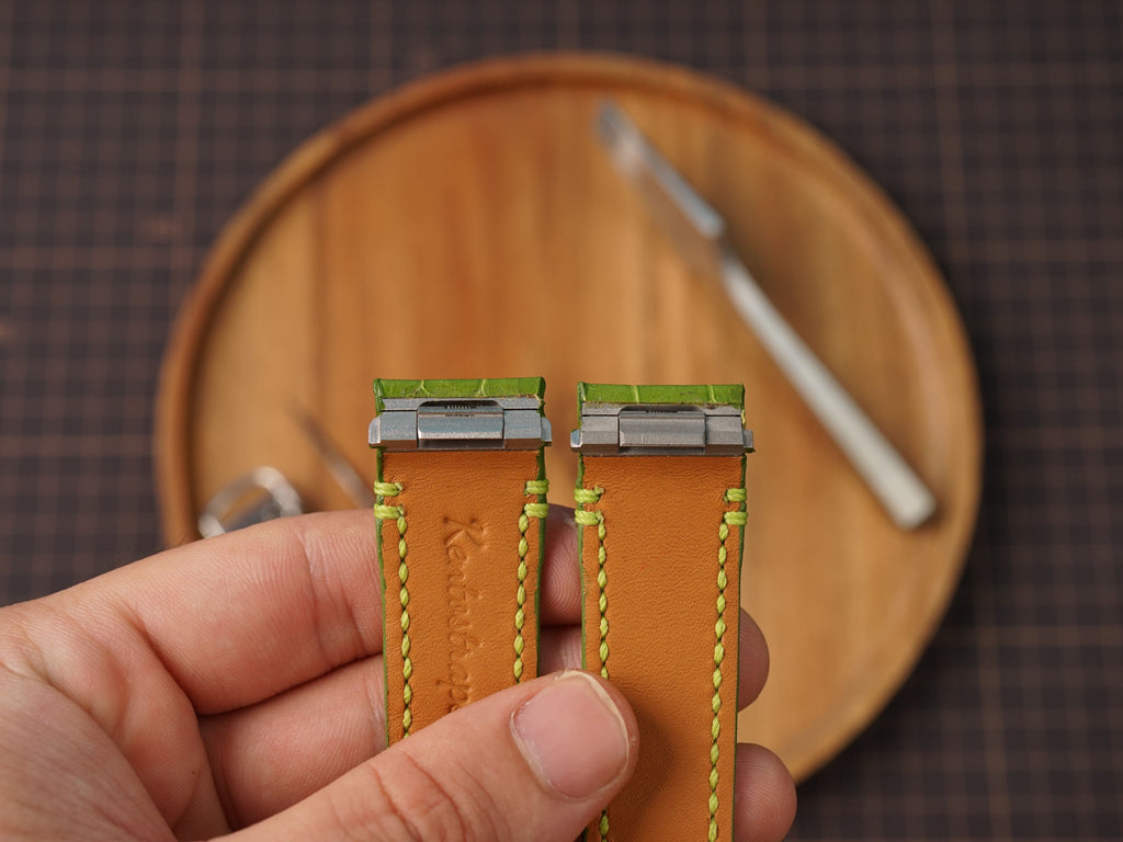 Bespoke Lime Green Alligator Leather Watch Strap for Cartier Santos, Roadster, Dumont