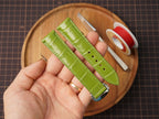 Bespoke Lime Green Alligator Leather Watc Strap for Omega with Deployant Clasp