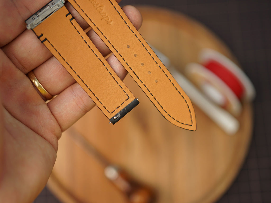 Bespoke Matte Black Alligator Leather Watch Strap for Cartier Santos, Roadster, Dumont
