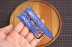 Bespoke Navy Double Pearl Stingray Leather Watch Strap 16/17/18/19/20/21/22/23/24/26/27mm