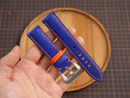 Bespoke Blue Orange Beaver Tail Leather Watch Strap for Panerai 20/22/24/26/27mm