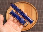 Bespoke Navy Orange Ostrich Leather Watch Strap for Omega