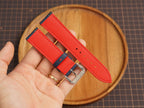 Bespoke Navy Rally Racing Epsom Watch Strap, Perforated Leather Watch Band mix Red