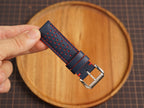 Bespoke Navy Rally Racing Epsom Watch Strap, Perforated Leather Watch Band mix Red