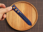 Bespoke Navy Red Rally Racing Buttero Leather Watch Strap, Perforated Watch Band