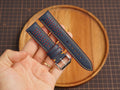 Bespoke Navy Red Yellow Rally Racing Leather Watch Strap, Perforated Watch Band