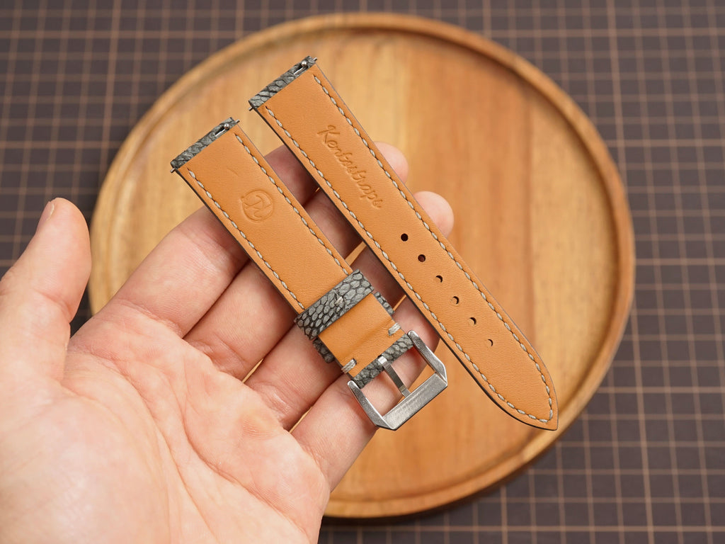 Bespoke Nubuck Gray Ostrich Leather Watch Strap