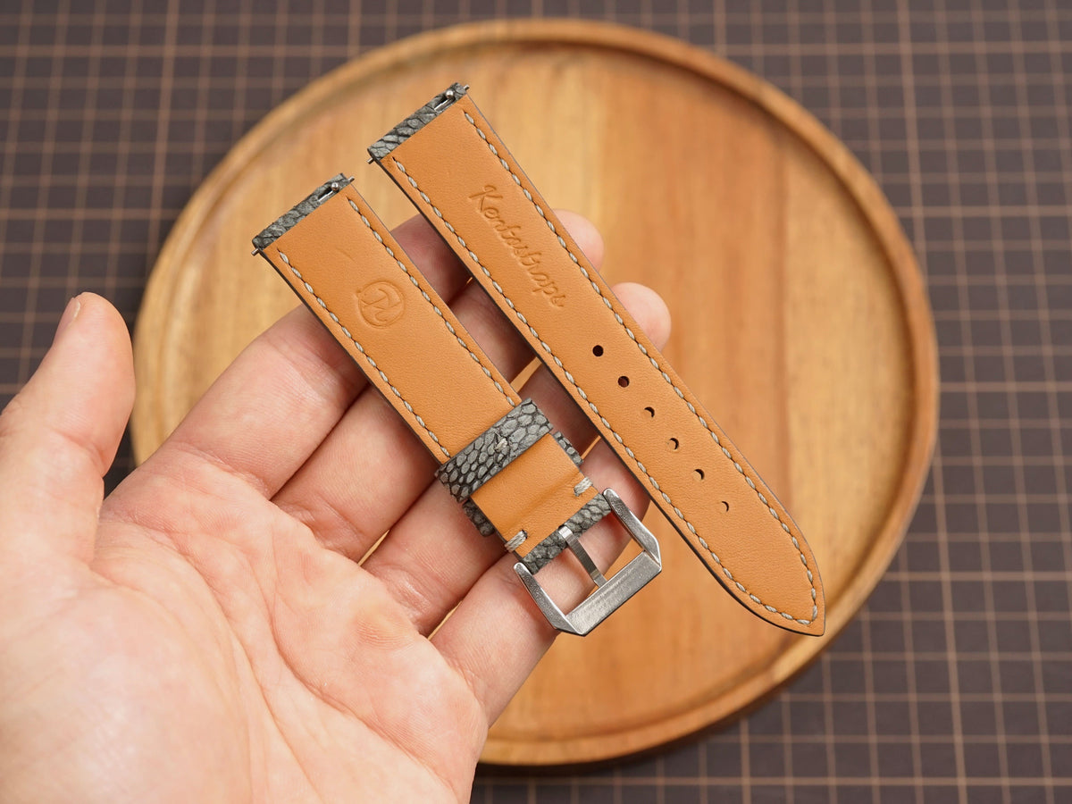 Bespoke Nubuck Gray Ostrich Leather Watch Strap