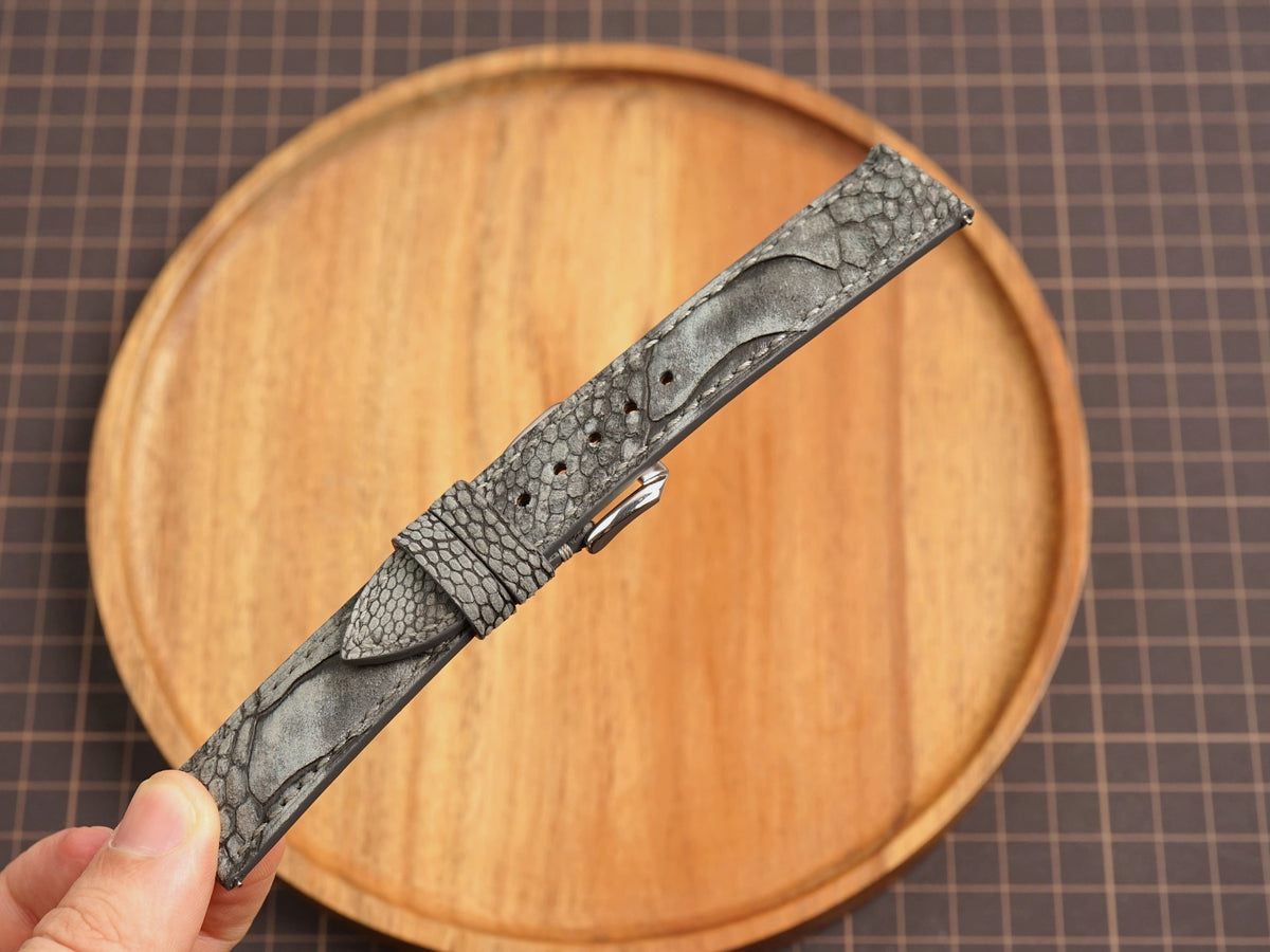 Bespoke Nubuck Gray Ostrich Leather Watch Strap