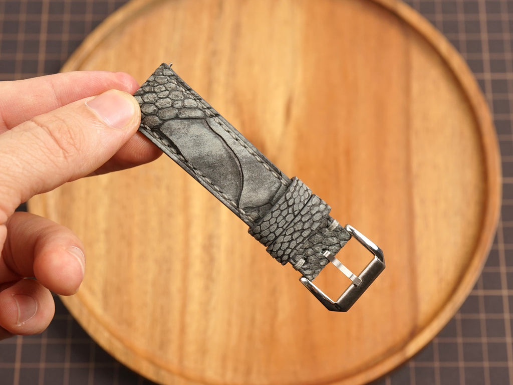 Bespoke Nubuck Gray Ostrich Leather Watch Strap