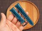 Bespoke Ocean Blue Ostrich Leather Watch Strap
