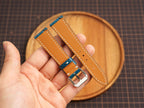 Bespoke Ocean Blue Ostrich Leather Watch Strap